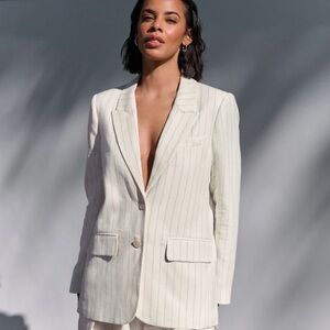 Black/white striped Linen Blend Blazer NWOT